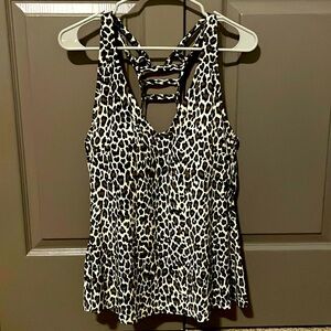 Aqua green leopard tankini top
